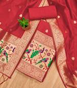 ethnic motifs woven design zari unstitched dress material