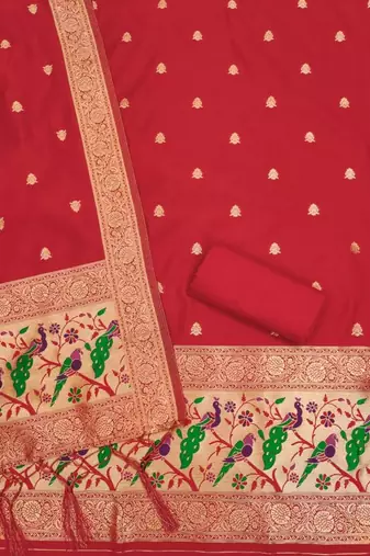 ethnic motifs woven design zari unstitched dress material