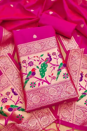 ethnic motifs woven design unstitched dress material