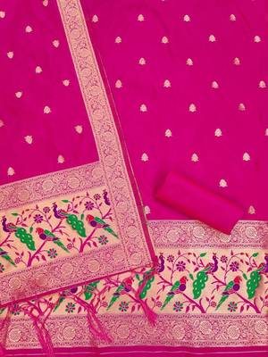 ethnic motifs woven design unstitched dress material 3