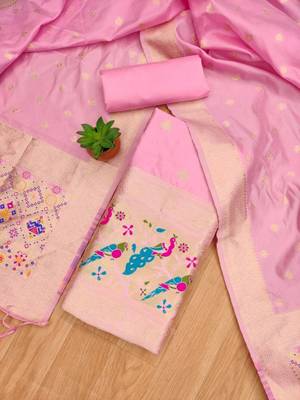 ethnic motifs woven design unstitched dress material 1