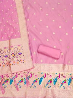 ethnic motifs woven design unstitched dress material 3