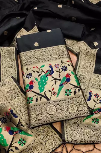 ethnic motifs woven design zari unstitched dress material