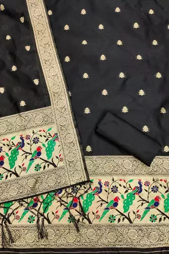 ethnic motifs woven design zari unstitched dress material