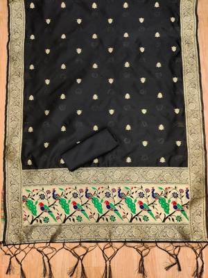 ethnic motifs woven design zari unstitched dress material 4