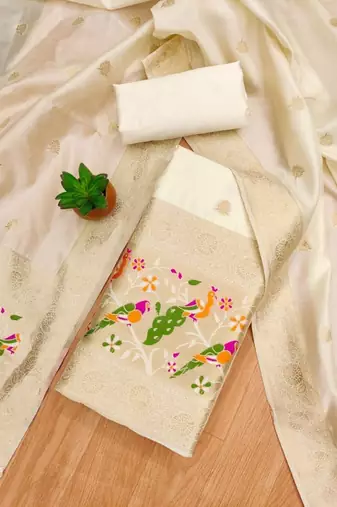 ethnic motifs woven design unstitched dress material