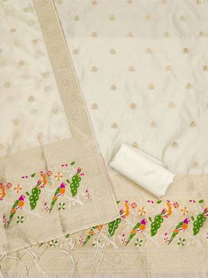 ethnic motifs woven design unstitched dress material 3