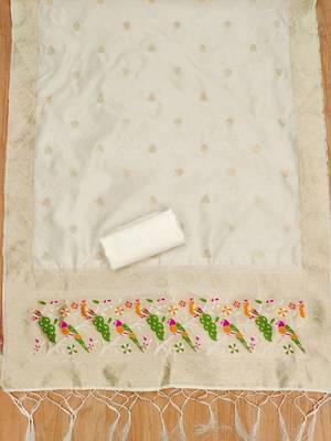 ethnic motifs woven design unstitched dress material 4