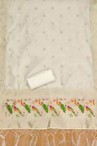 ethnic motifs woven design unstitched dress material