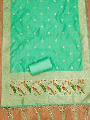 ethnic motifs woven design zari unstitched dress material 3