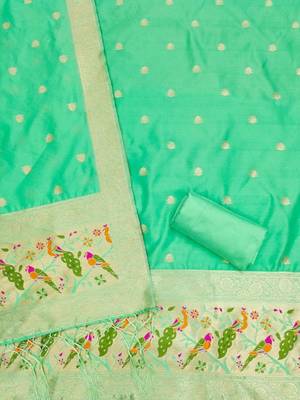 ethnic motifs woven design zari unstitched dress material 4