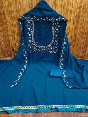 embroidered unstitched dress material 2