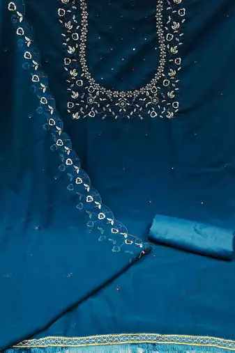 embroidered unstitched dress material