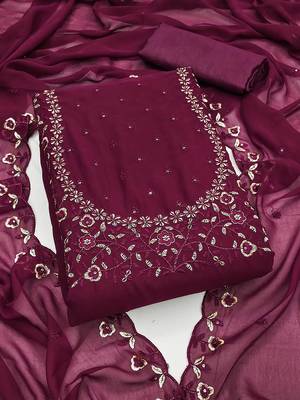 embroidered unstitched dress material 1