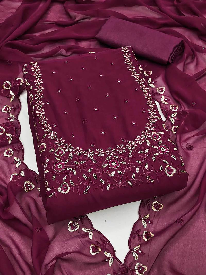embroidered unstitched dress material