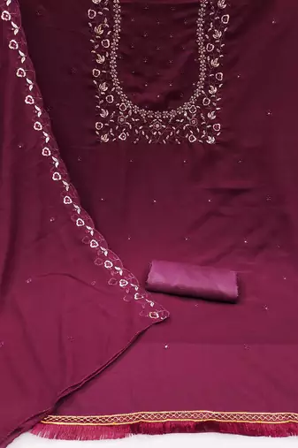 embroidered unstitched dress material