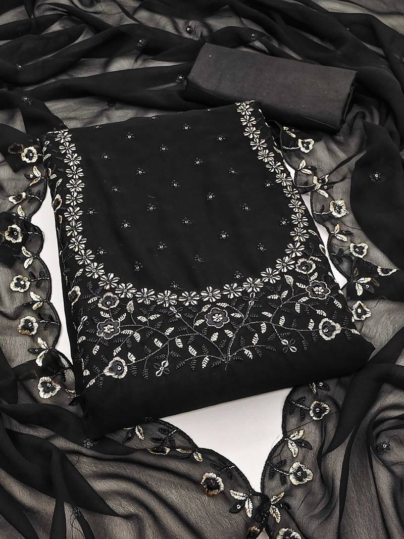embroidered unstitched dress material