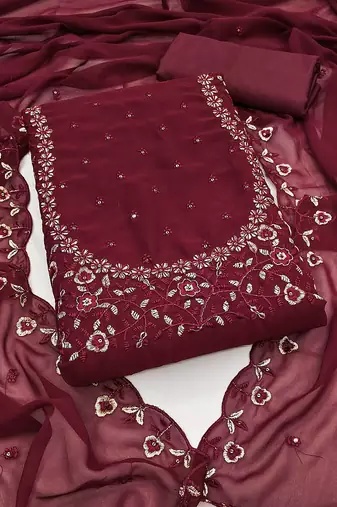 embroidered unstitched dress material