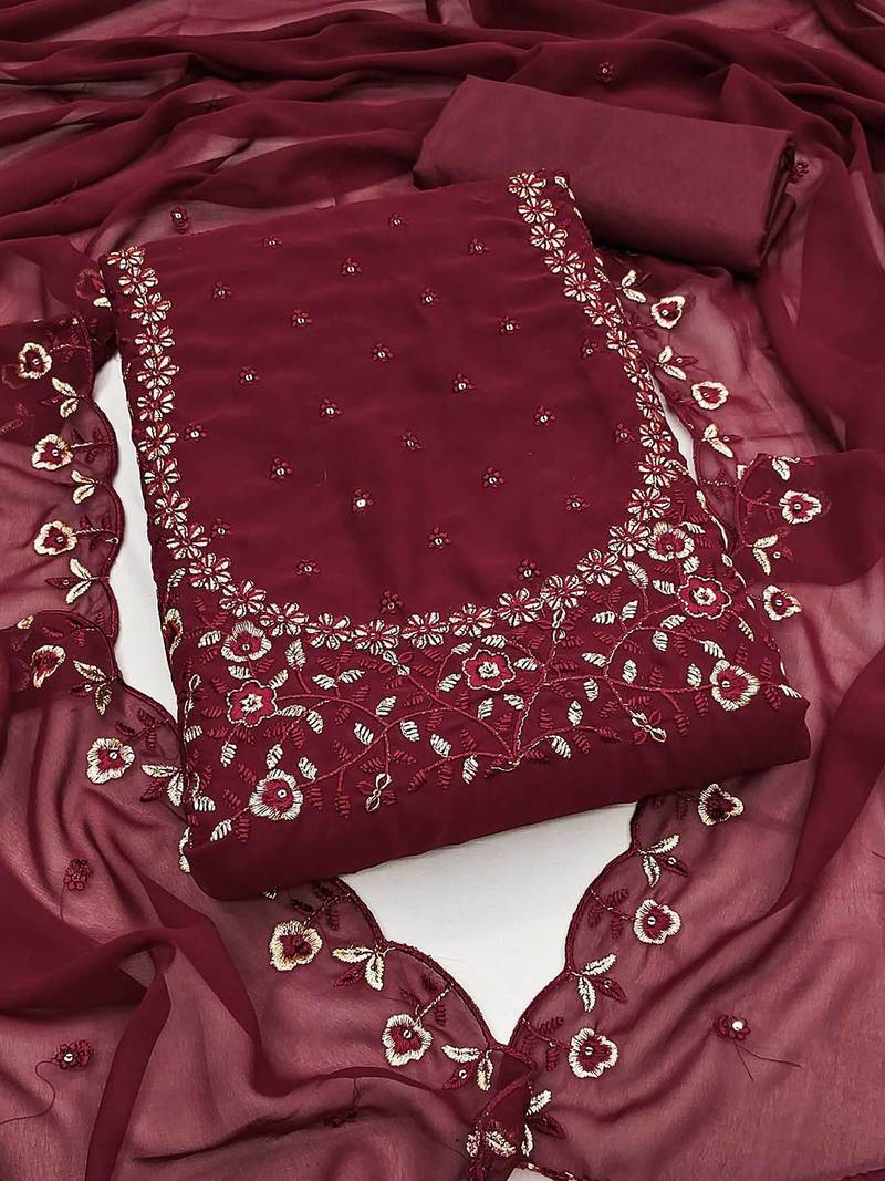 embroidered unstitched dress material