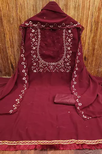 embroidered unstitched dress material
