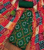 ethnic motif embroidered mirror work cotton unstitched dress material