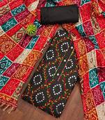 ethnic motif embroidered mirror work cotton unstitched dress material