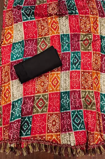 ethnic motif embroidered mirror work cotton unstitched dress material