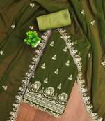 floral embroidered zari work unstitched dress material