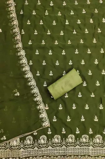 floral embroidered zari work unstitched dress material
