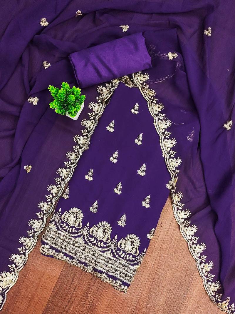 embroidered unstitched dress material