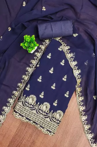 floral embroidered unstitched dress material