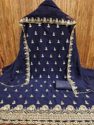 floral embroidered unstitched dress material 2