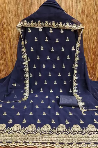 floral embroidered unstitched dress material