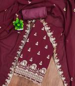 floral embroidered sequinned georgette unstitched dress material