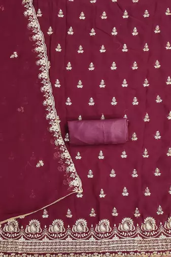 floral embroidered sequinned georgette unstitched dress material