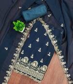 floral embroidered sequinned work georgette unstitched dress material