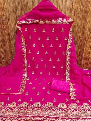 floral embroidered unstitched dress material 2