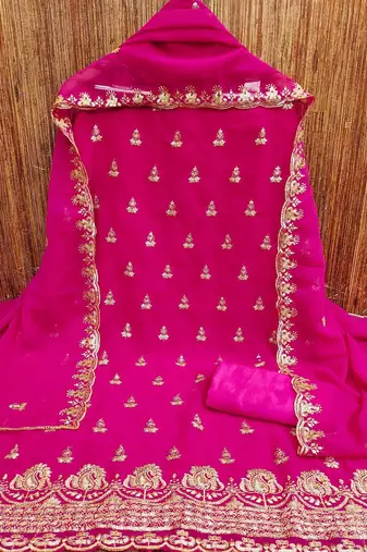 floral embroidered unstitched dress material