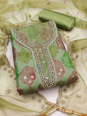 embroidered organza unstitched dress material 1
