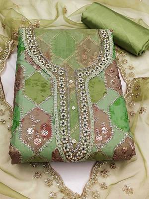 embroidered organza unstitched dress material 2