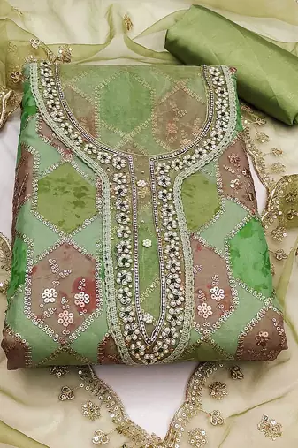 embroidered organza unstitched dress material
