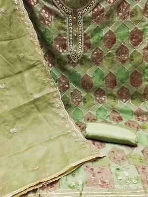 embroidered organza unstitched dress material 3