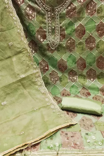embroidered organza unstitched dress material