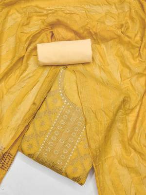 ethnic motifs woven design chanderi silk unstitched dress material 2
