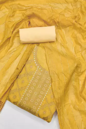 ethnic motifs woven design chanderi silk unstitched dress material