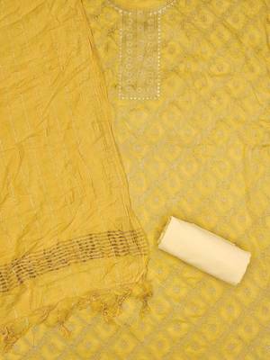 ethnic motifs woven design chanderi silk unstitched dress material 3
