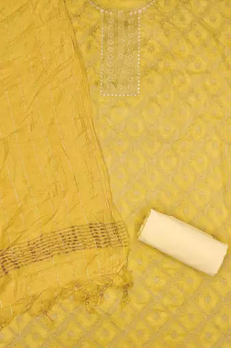 ethnic motifs woven design chanderi silk unstitched dress material
