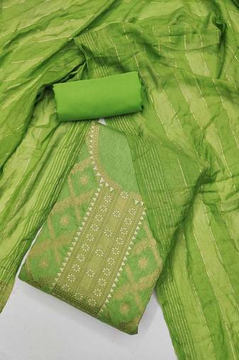 ethnic motifs woven design chanderi silk unstitched dress material
