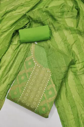 ethnic motifs woven design chanderi silk unstitched dress material