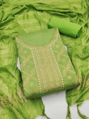 ethnic motifs woven design chanderi silk unstitched dress material 2
